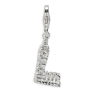 3-D Polished Big Ben Charm Sterling Silver QCC442 by Amore La Vita, MPN: QCC442, 883957333991