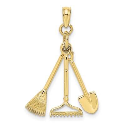 3-D Moveable Garden Tool Collection Charm 10k Gold 10K7351, MPN: 10K7351,