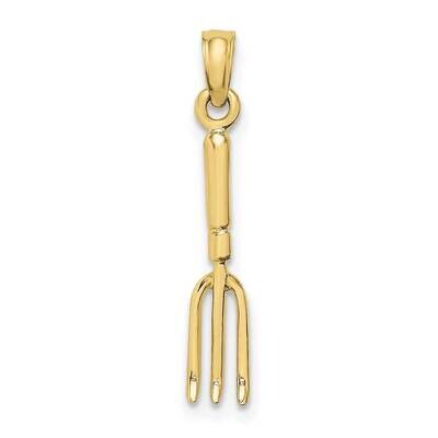 3-D Fork Garden Tool Charm 10k Gold 10K7318, MPN: 10K7318,