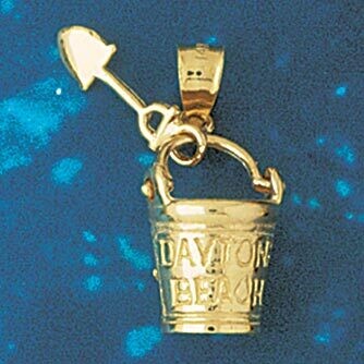Dazzlers Jewelry Beach Bucket and Shovel Pendant Necklace Charm Bracelet in Yellow, White or Rose G…