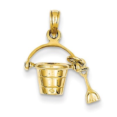 3-D Beach Bucket with Shovel Charm 14k Gold C3305, MPN: C3305, 637218068395