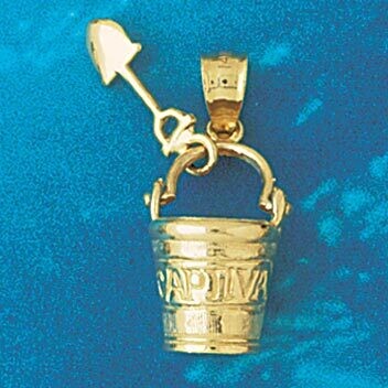 Dazzlers Jewelry Beach Bucket and Shovel Pendant Necklace Charm Bracelet in Yellow, White or Rose G…
