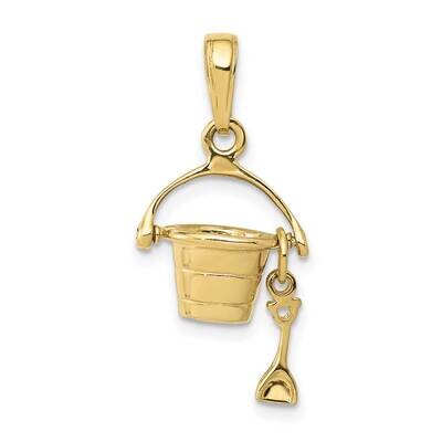 3-D Beach Bucket with Shovel Charm 10k Gold 10C3305, MPN: 10C3305,