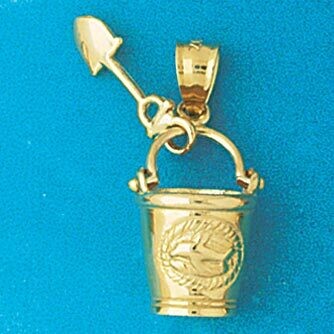 Dazzlers Jewelry Beach Bucket and Shovel Pendant Necklace Charm Bracelet in Yellow, White or Rose G…