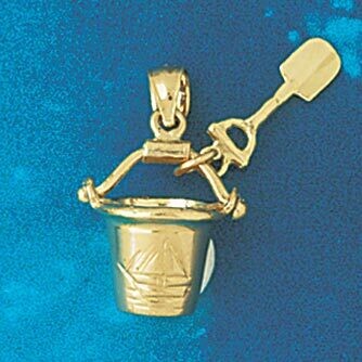 Dazzlers Jewelry Beach Bucket and Shovel Pendant Necklace Charm Bracelet in Yellow, White or Rose G…