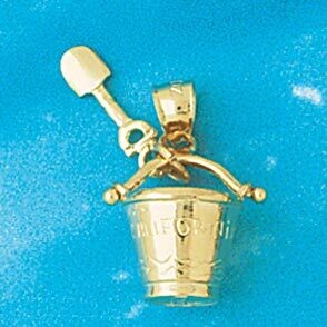 Dazzlers Jewelry Beach Bucket and Shovel Pendant Necklace Charm Bracelet in Yellow, White or Rose G…