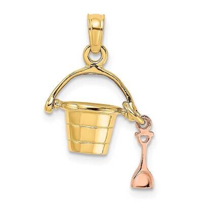 3-D Beach Bucket Shovel Charm 14k Rose &amp; Yellow Gold K9239, MPN: K9239, 637218087518
