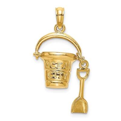 Ocean City Bucket with Shovel Charm 14k Gold K8271, MPN: K8271, 637218101986