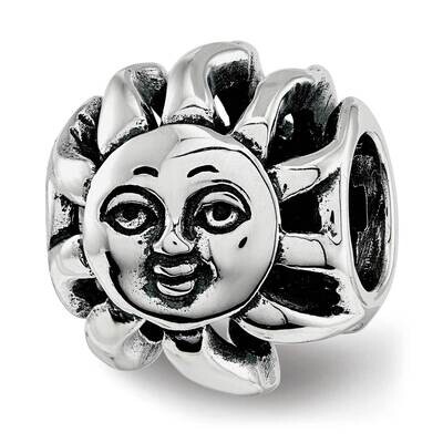 Sun with A Face Bead Sterling Silver QRS3762, MPN: QRS3762,