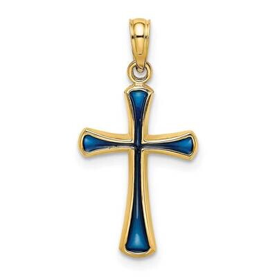 Blue Stained Glass Tapered Cross Charm 14k Gold K8632, MPN: K8632, 637218144228