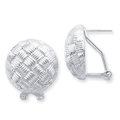 Round Fancy Omega Back Earrings Sterling Silver QE2931, MPN: QE2931, 723252421255