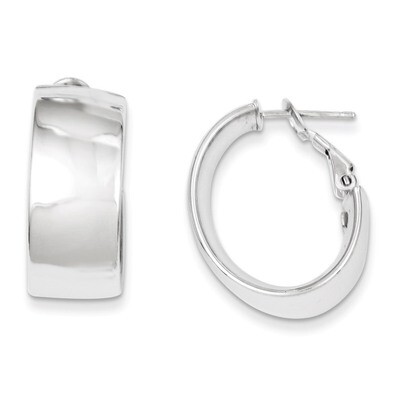 Omega Back Hoop Earrings Sterling Silver Polished QE8419, MPN: QE8419, 883957577838