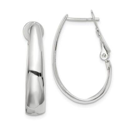 Omega Back Hoop Earrings Sterling Silver Polished QE14143, MPN: QE14143, 886774117652