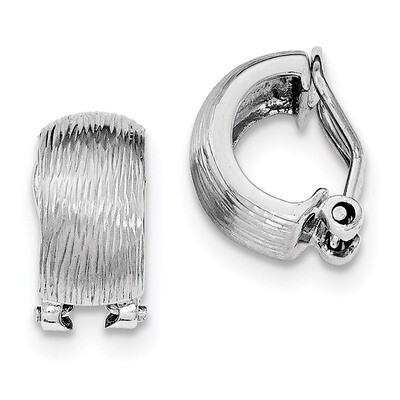 Diamond-cut Omega Back Non-pierced Earrings Sterling Silver Rhodium-plated QE11710, MPN: QE11710, 1…