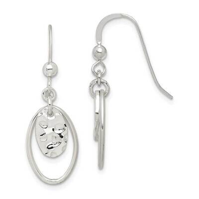 Hammered Oval Dangle Earrings Sterling Silver QE14698, MPN: QE14698, 883957972534