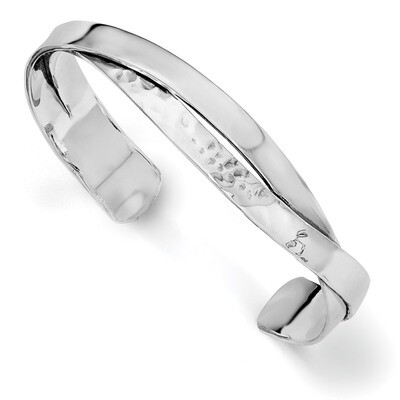 Plain 6mm &amp; Hammered Bands Bangle Sterling Silver Polished QB1016, MPN: QB1016, 196904160732