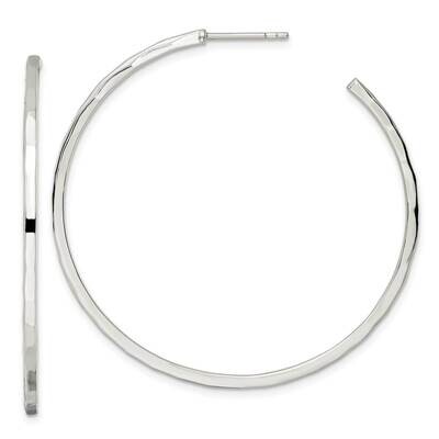 Hammered Hoop Earrings Sterling Silver Polished QE15970, MPN: QE15970, 196904151174