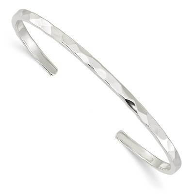 Hammered Cuff Bangle Sterling Silver Polished QB1371, MPN: QB1371, 191101768491