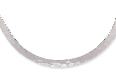 Hammered 6mm Neck Collar Sterling Silver Polished QG1741, MPN: QG1741, 883957948058