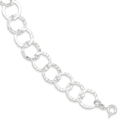 7.5 Inch Hammered Bracelet Sterling Silver Fancy QH2427-7.5, MPN: QH2427-7.5, 883957952024