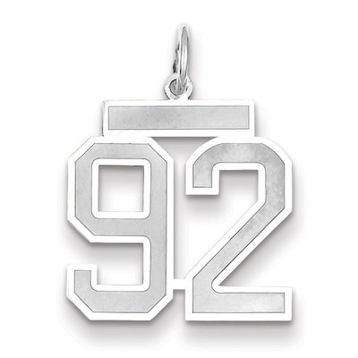 Number 92 Charm Medium Satin 14k white Gold WSM92, MPN: WSM92, 883957079547