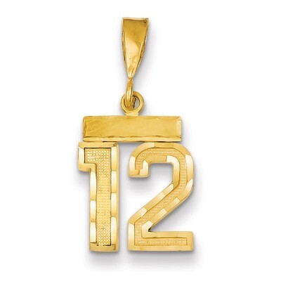 Number 12 Charm 14k Gold Small Diamond-cut SN12, MPN: SN12, 883957102597