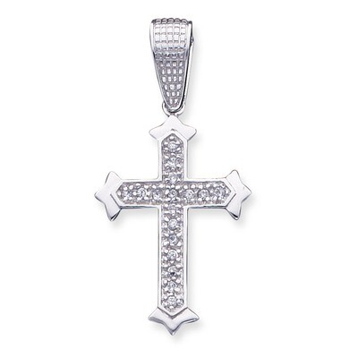 Cross Pendant Sterling Silver Diamond QC4349, MPN: QC4349, 883957910833