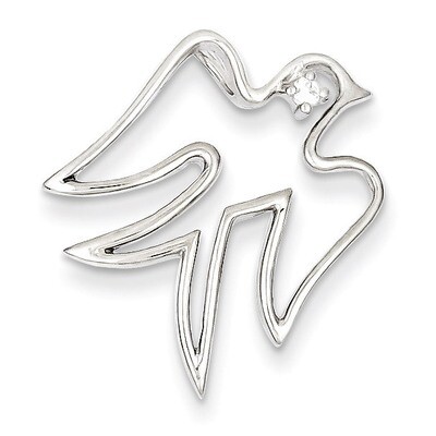 Dove Pendant Sterling Silver Diamond QC5378, MPN: QC5378, 191101182723