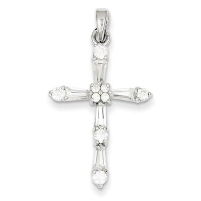 Cross Pendant Sterling Silver Diamond QC5343, MPN: QC5343, 883957912936