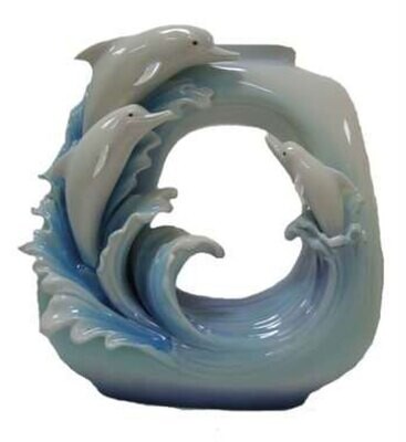 Franz Porcelain Indo Pacific Hump Backed Dolphin Vase FZ03048, MPN: FZ03048,