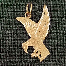 Dazzlers Jewelry Flying Eagle Pendant Necklace Charm Bracelet in Yellow, White or Rose Gold 2852, M…