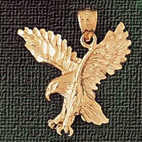 Dazzlers Jewelry Flying Eagle Pendant Necklace Charm Bracelet in Yellow, White or Rose Gold 2855, M…