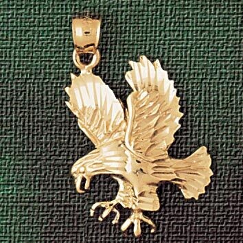 Dazzlers Jewelry Flying Eagle Pendant Necklace Charm Bracelet in Yellow, White or Rose Gold 2853, M…