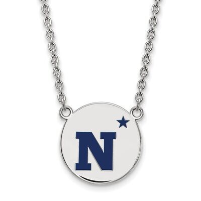 Navy Large Enamel Disc Necklace Sterling Silver SS019USN-18, MPN: SS019USN-18, 886774702520