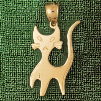 Dazzlers Jewelry Cat Kitten Pendant Necklace Charm Bracelet in Yellow, White or Rose Gold 1970, MPN…