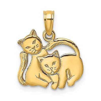 Two Kittens Charm 14k Gold 3-D Polished K6593, MPN: K6593, 637218089796