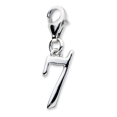 Number 7 Charm Sterling Silver QCC626N7 by Amore La Vita, MPN: QCC626N7, 886774074214