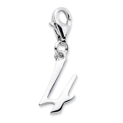 Number 4 Charm Sterling Silver QCC626N4 by Amore La Vita, MPN: QCC626N4, 886774074184