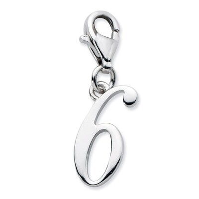 Number 6 Charm Sterling Silver QCC626N6 by Amore La Vita, MPN: QCC626N6, 886774074207