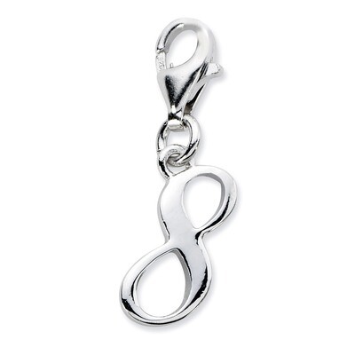 Number 8 Charm Sterling Silver QCC626N8 by Amore La Vita, MPN: QCC626N8, 886774074221