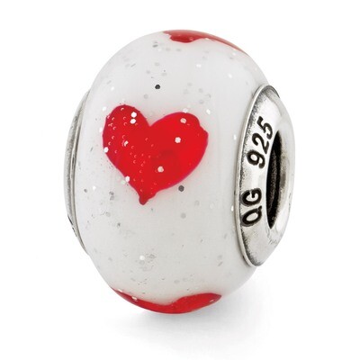 Hearts Glass Bead - Sterling Silver QRS2691, MPN: QRS2691, 886774991436