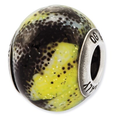 Green &amp; Black Glass Bead - Sterling Silver QRS2540, MPN: QRS2540, 883957764573