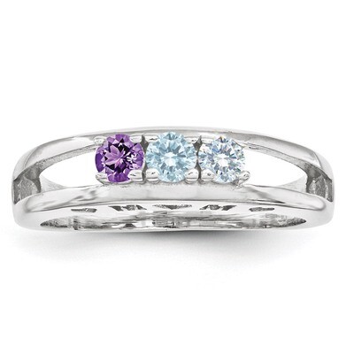 3 Birthstones 3mm family jewelry ring Sterling Silver XMR71/3SS, MPN: XMR71/3SS, 883957869964