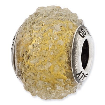 Olive Textured Glass Bead - Sterling Silver QRS2624, MPN: QRS2624, 883957764825