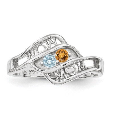 2 Birthstones Family Jewelry Ring Sterling Silver XMR66/2SS, MPN: XMR66/2SS, 883957868646