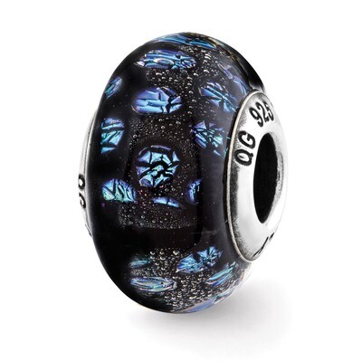 Blue Dots Glass Bead - Sterling Silver QRS2877, MPN: QRS2877, 883957582054
