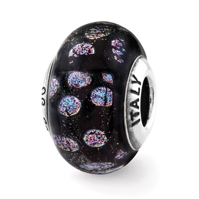 Purple Dots Glass Bead - Sterling Silver QRS2876, MPN: QRS2876, 883957534169