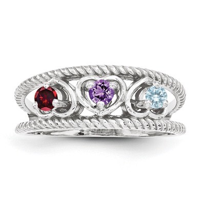 3 Birthstones Family Jewelry Ring Sterling Silver XMR65/3SS, MPN: XMR65/3SS, 886774322872