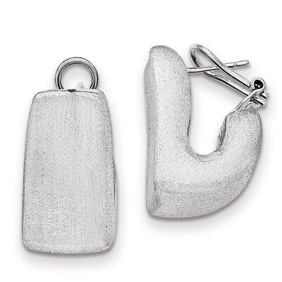 Brushed Concave Hollow Omega Hoop Earring Sterling Silver QE11725