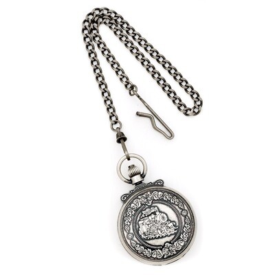 Charles Hubert Antique Steam Engine Pocket Watch Chrome Finish XWA3353, MPN: XWA3353, 811233018461
